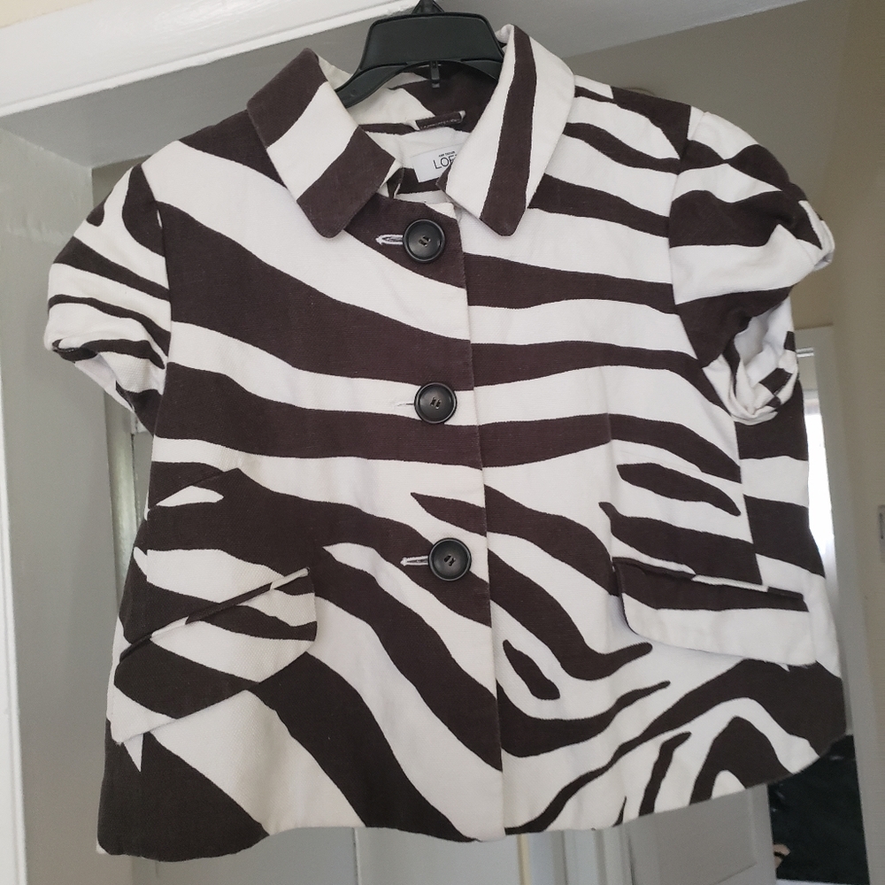 Crop Short Sleeve Zebra Print Jacket